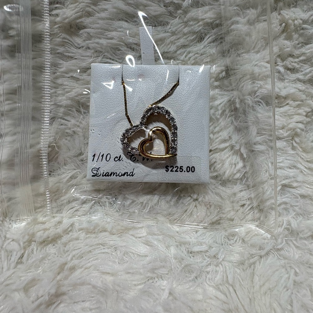 Gold and Silver Heart Pendant Necklace - Picture 2 of 5